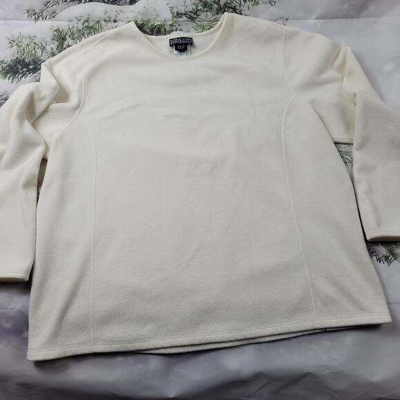 Lands End Ivory Fleece Long Sleeve Top size XL (18-20) - Picture 3 of 14